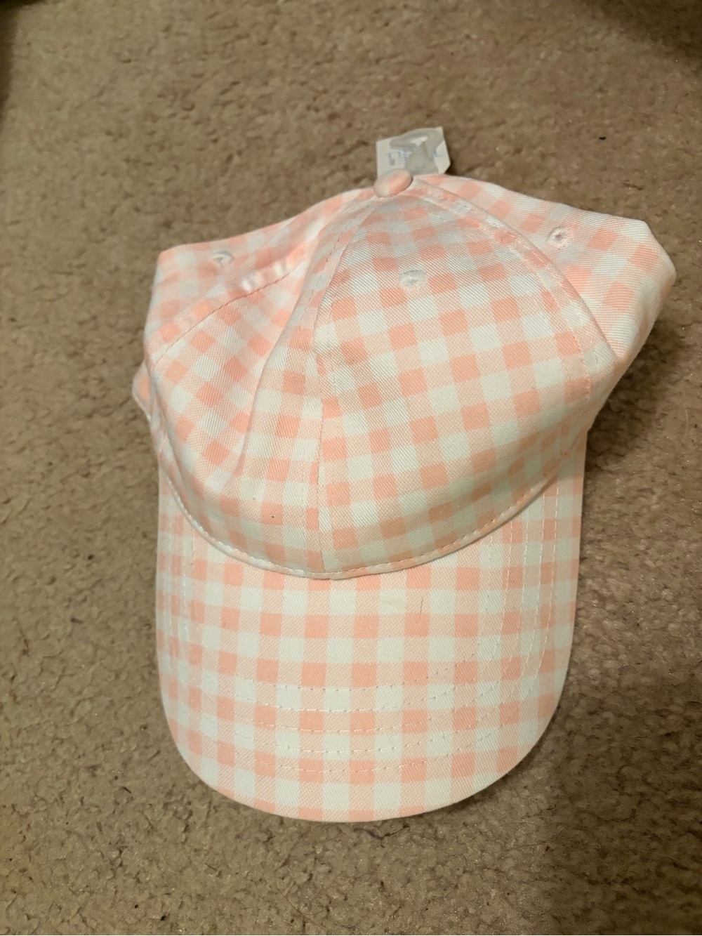 Womens Pastel Pink white Gingham Baseball Cap